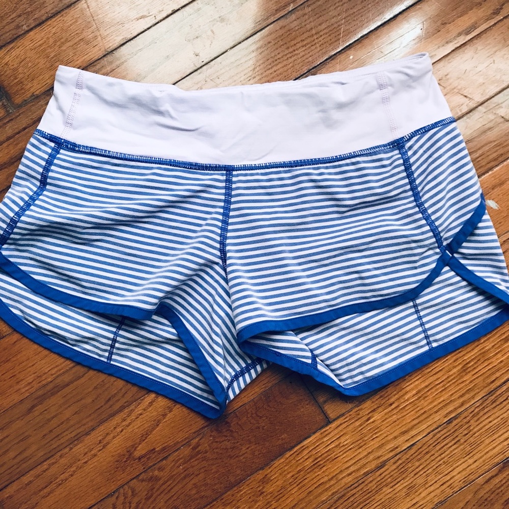 lululemon run times short purple stripe sz 4